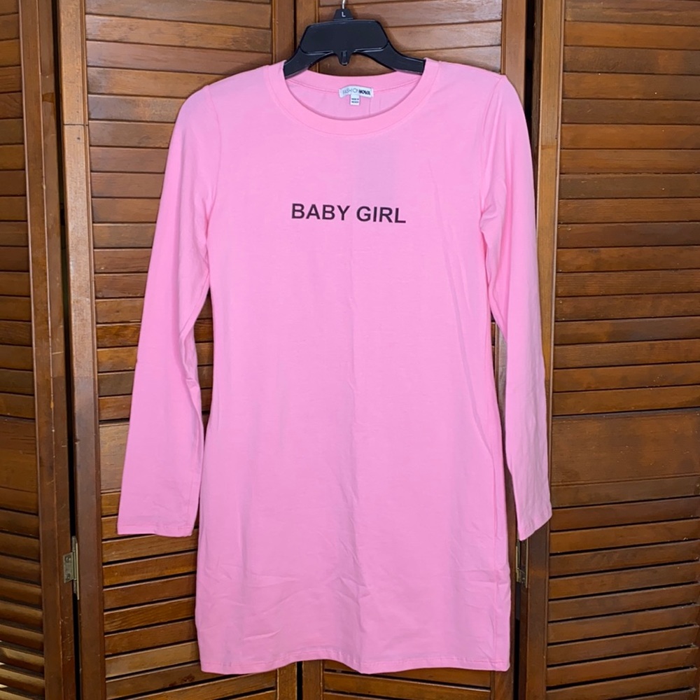 I’m His Baby Girl Long Sleeve Dress Fashion Nova